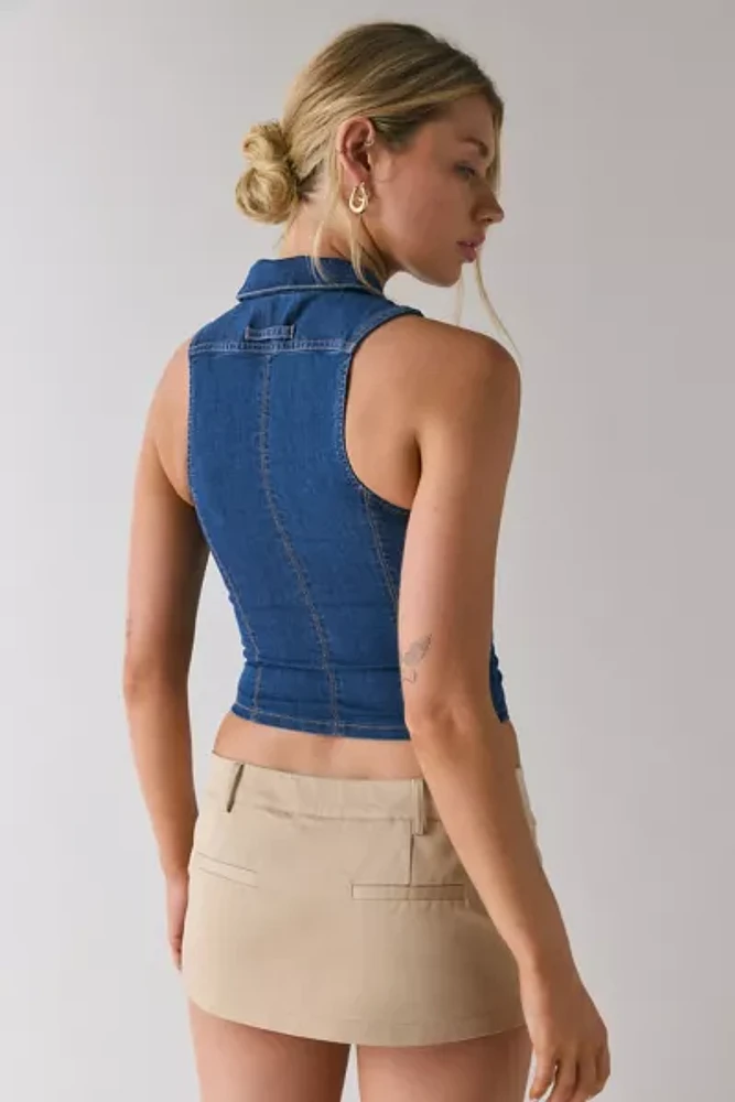 Urban Outfitters UO Ledia Fitted Seamed Zip-Front Vest Top