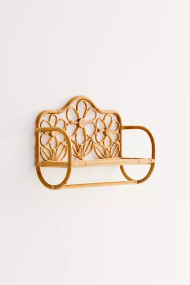 Urban Outfitters Rattan Daisy Wall Shelf Square One