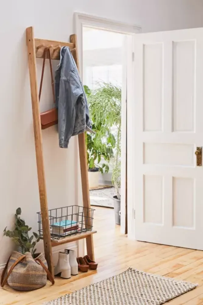 Leaning ladder best sale coat rack