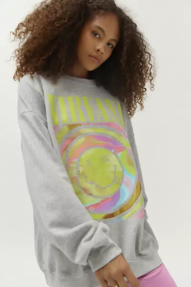 Urban Outfitters Nirvana Smile Overdyed Crew Neck Sweatshirt The