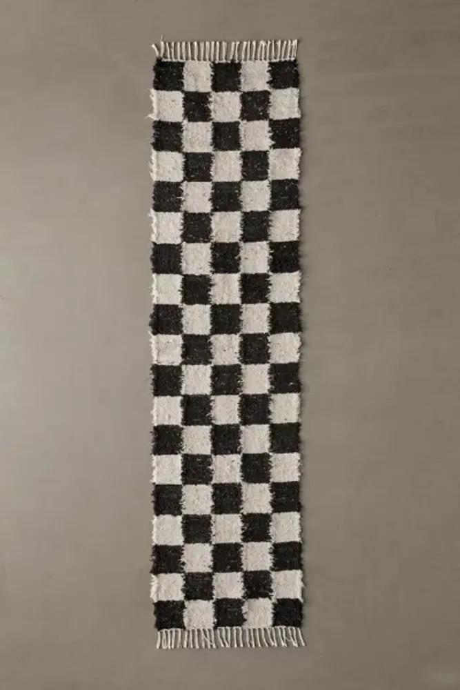 Urban Outfitters Checkerboard Woven Shag Rag Rug | The Summit