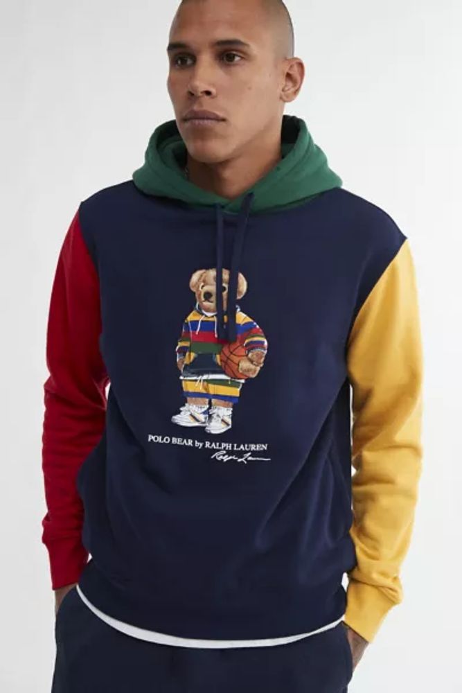 Urban Outfitters Polo Ralph Lauren Bear Logo Colorblock Hoodie ...