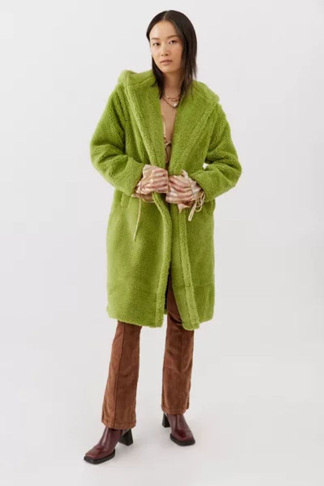 Urban Outfitters APPARIS Mia Hooded Faux Shearling Coat | Mall of