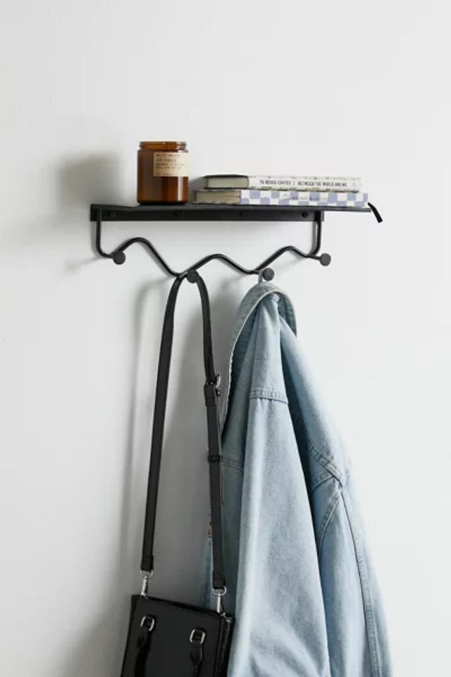 Mirror multi hook online wall shelf