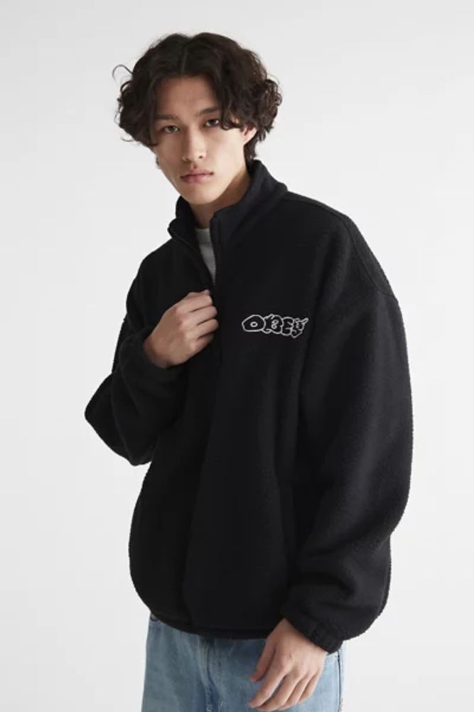 Urban Outfitters OBEY Pulp Fleece Mock Neck Sweatshirt | Mall of