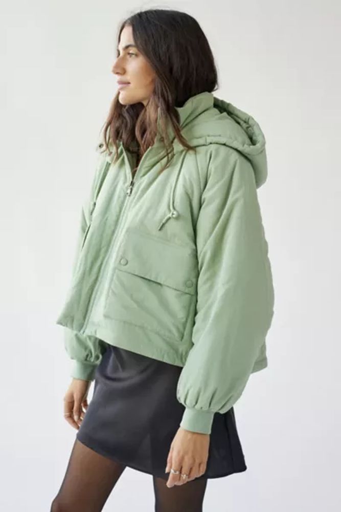 Urban outfitters hooded puffer jacket hot sale