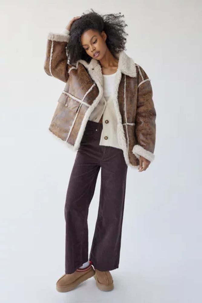 Faux suede hot sale sherpa jacket