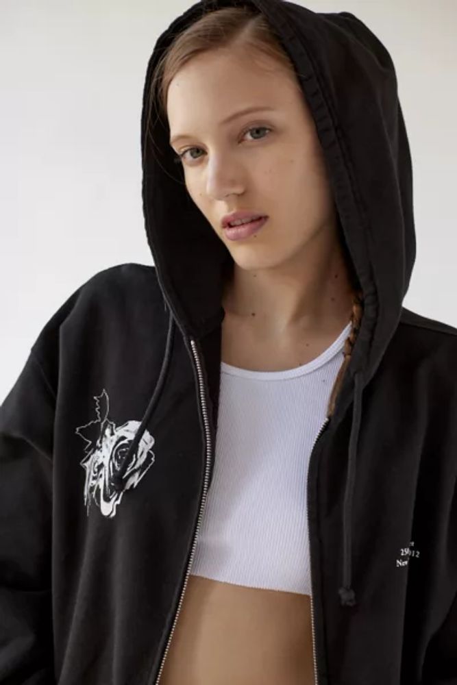 Urban Outfitters Mercer Street Flowers Zip-Up Sweatshirt | Mall of