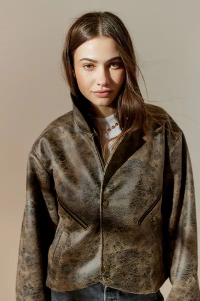 Urban Outfitters UO Erin Faux Leather Oversized Jacket | The Summit