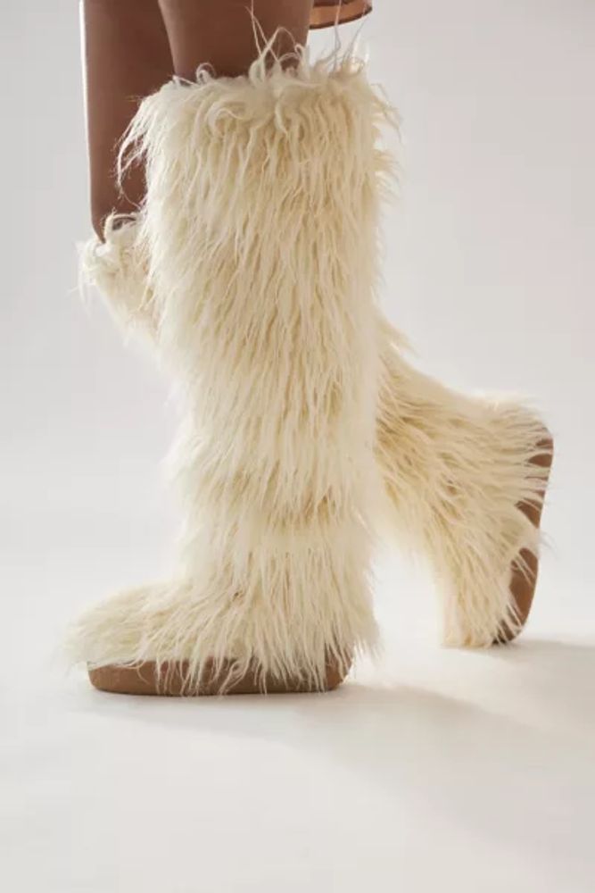 Faux fur knee high on sale boots