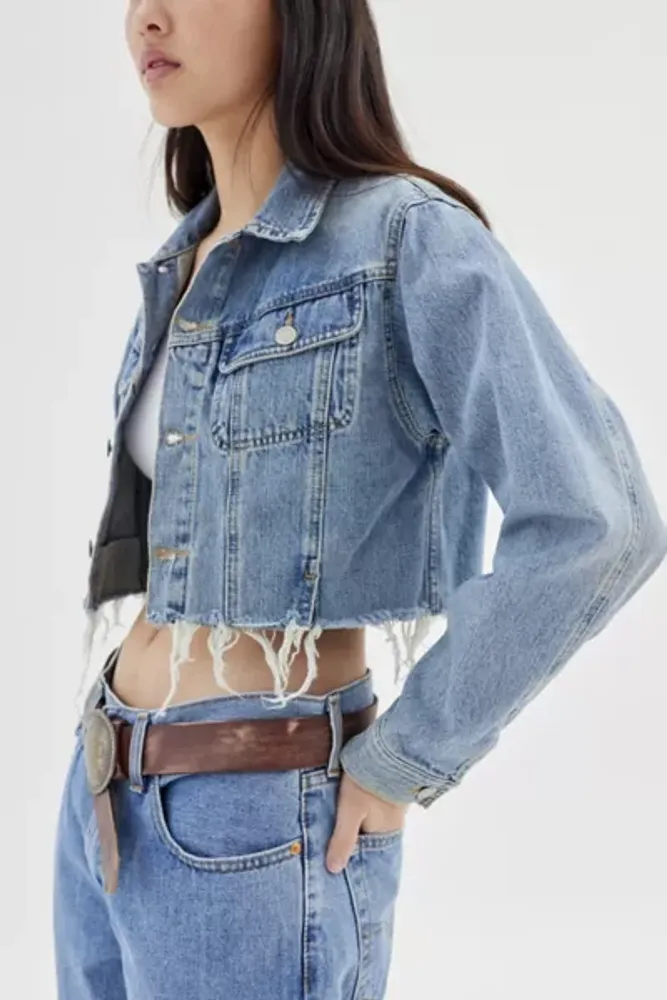 Cropped denim sales jacket urban outfitters