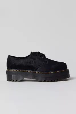 Dr martens quad 5 tie stacked leather on sale flat shoes in black