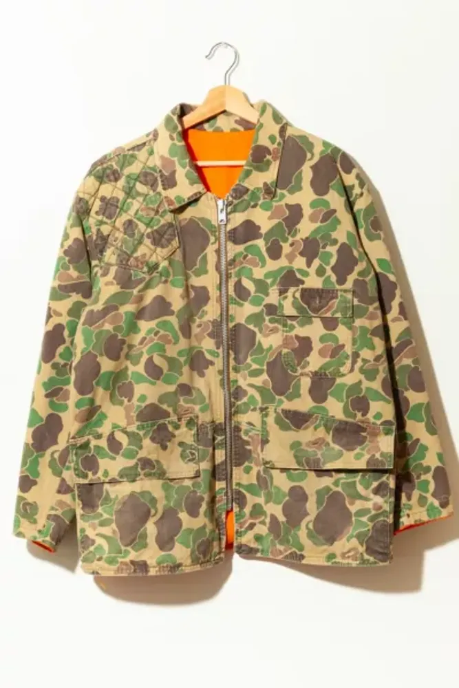 Urban Outfitters Vintage 1970s Canvas Duck Camo Reversible Jacket