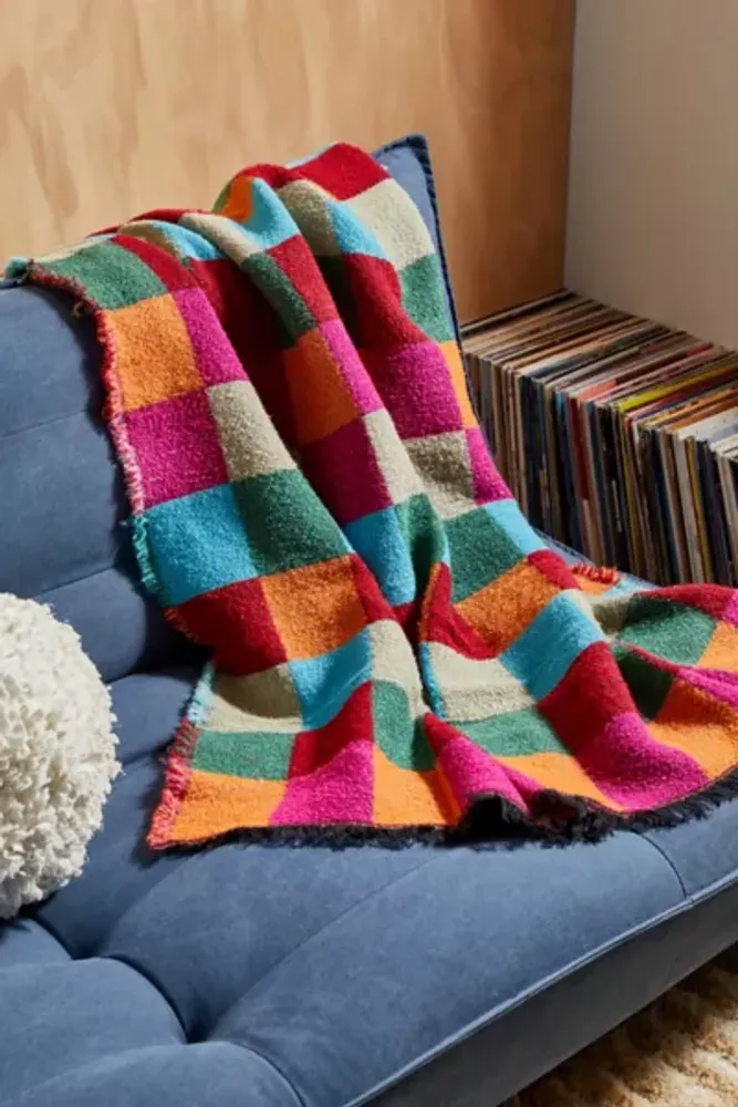 Urban Outfitters Himachal Checkerboard Throw Blanket Pacific City