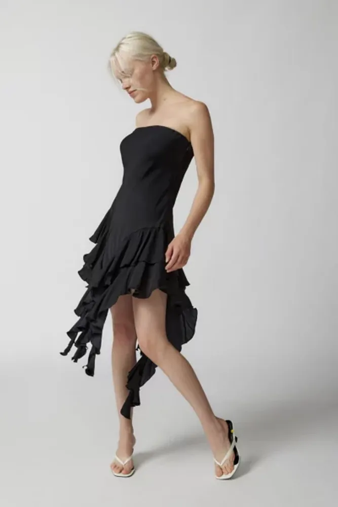 Strapless ruffle clearance midi dress