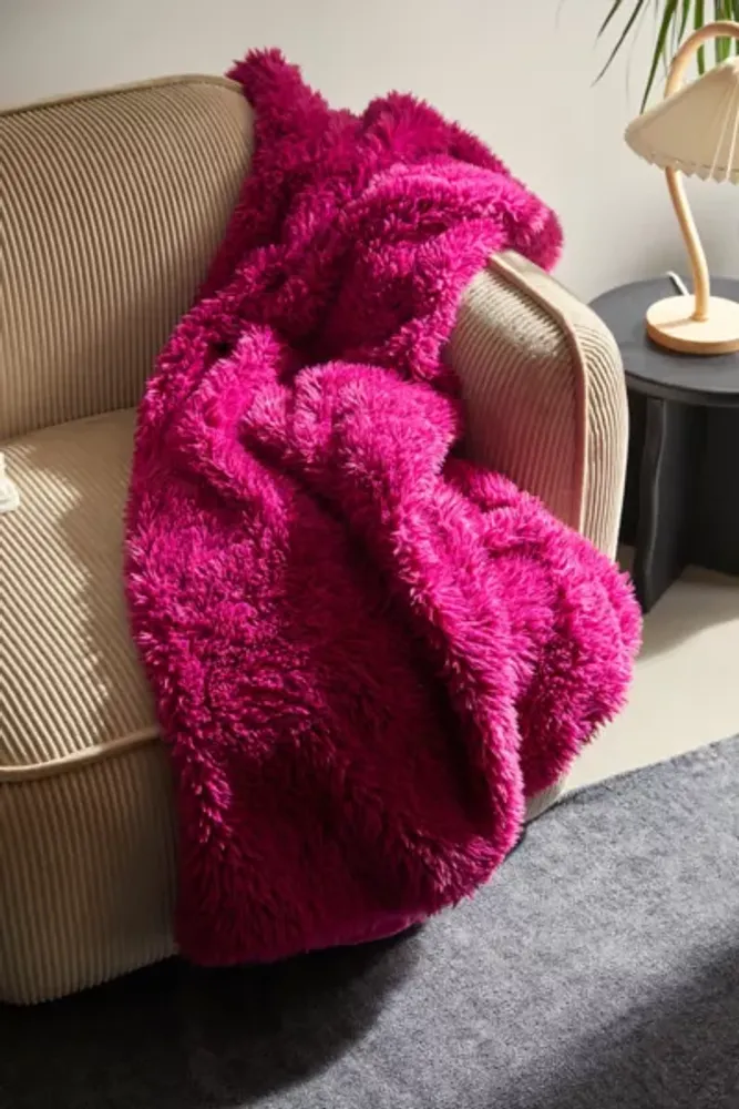 Large pink fur throw hot sale