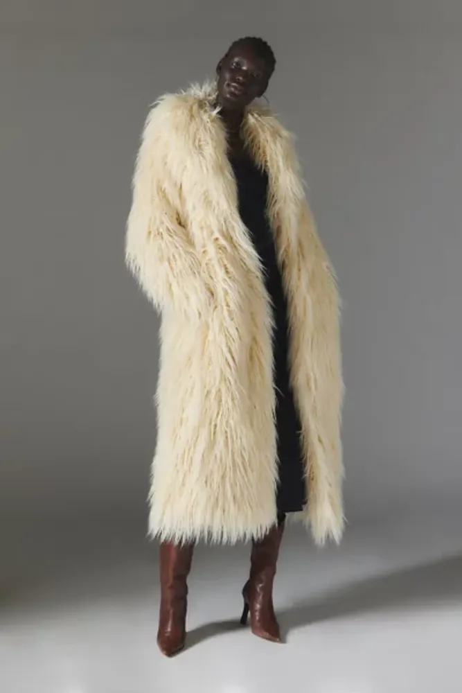 Urban Outfitters Silence + Noise Naomi Faux Fur Shaggy Coat