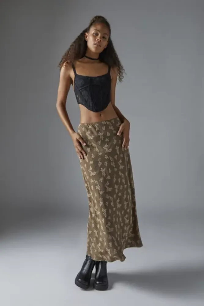 Brown floral 2024 maxi skirt