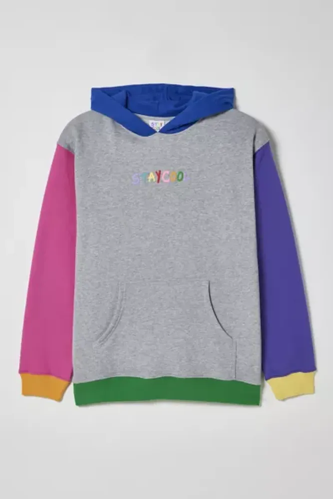 Color block outlet multi panel hoodie