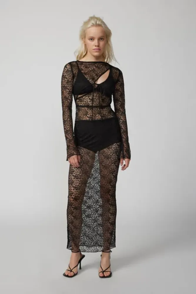 Sheer lace cheap maxi dress