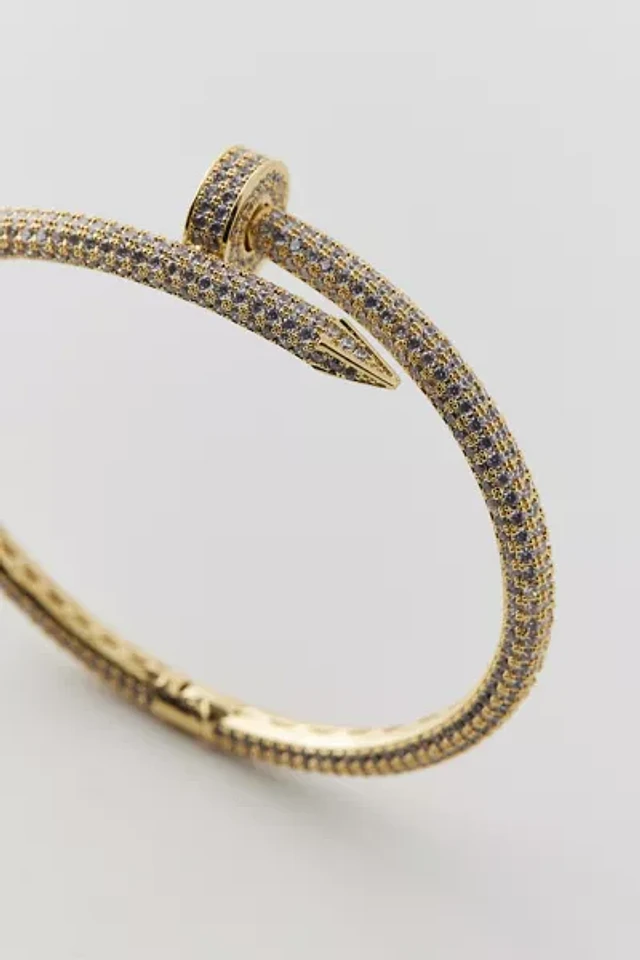 KING ICE キングアイス 5MM ICED STUDDED NAIL BANGLE BRACELET King Ice 5MM Iced Studded Nail Bracelet | Urban Outfitters