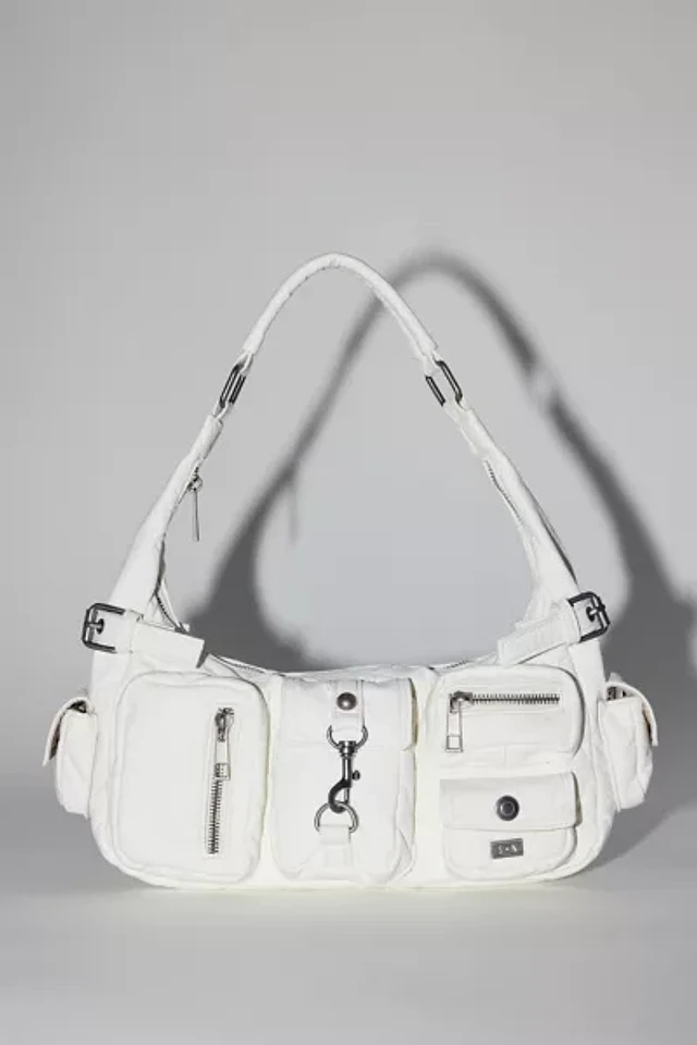 Silence + Noise Emily Washed Faux Leather Zippered Shoulder Bag
