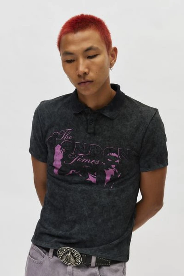 Jaded London Times Printed Polo Shirt | Pacific City