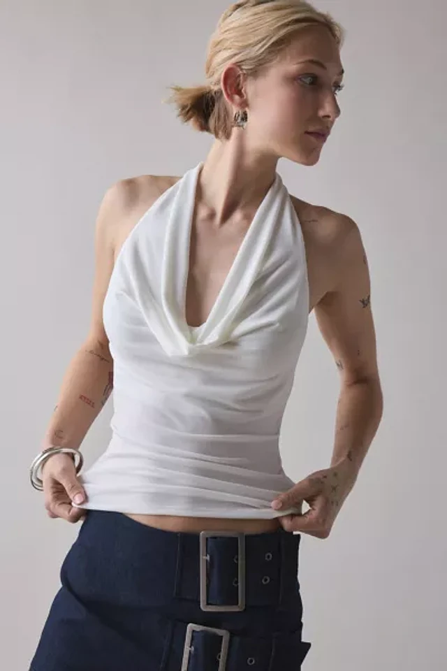 Silence + Noise Nikki Embellished Cowl Neck Halter Top | The