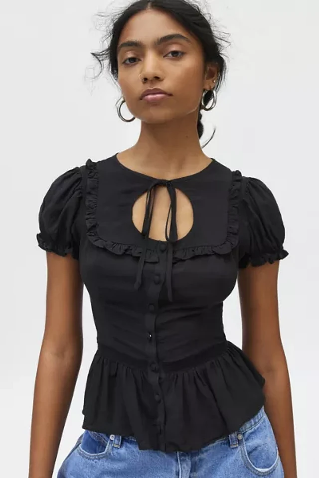 Kimchi Blue Amerie Keyhole Ruffle Peplum Blouse | Pacific City