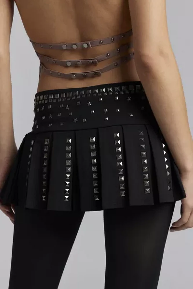 Jaded London Onyx Studded Pleated Micro Skirt | Square One