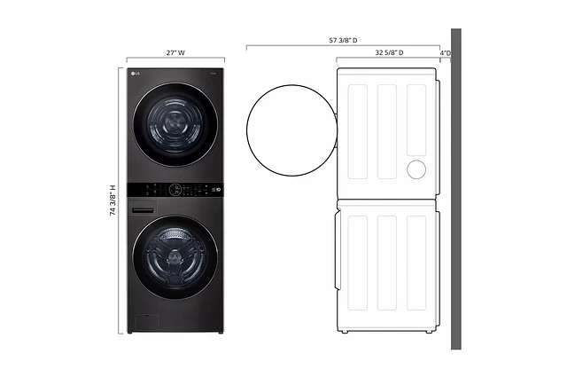 LG Single Unit Front Load LG WashTower™ with Center Control™ 4.5 