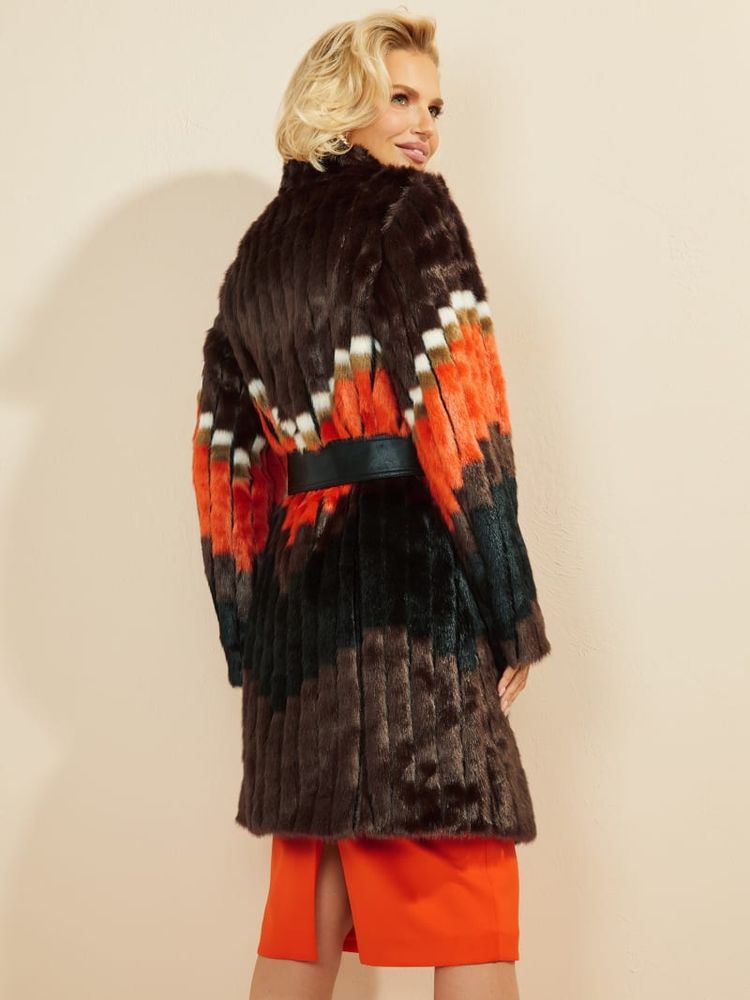 Guess faux fur skirted coat hot sale