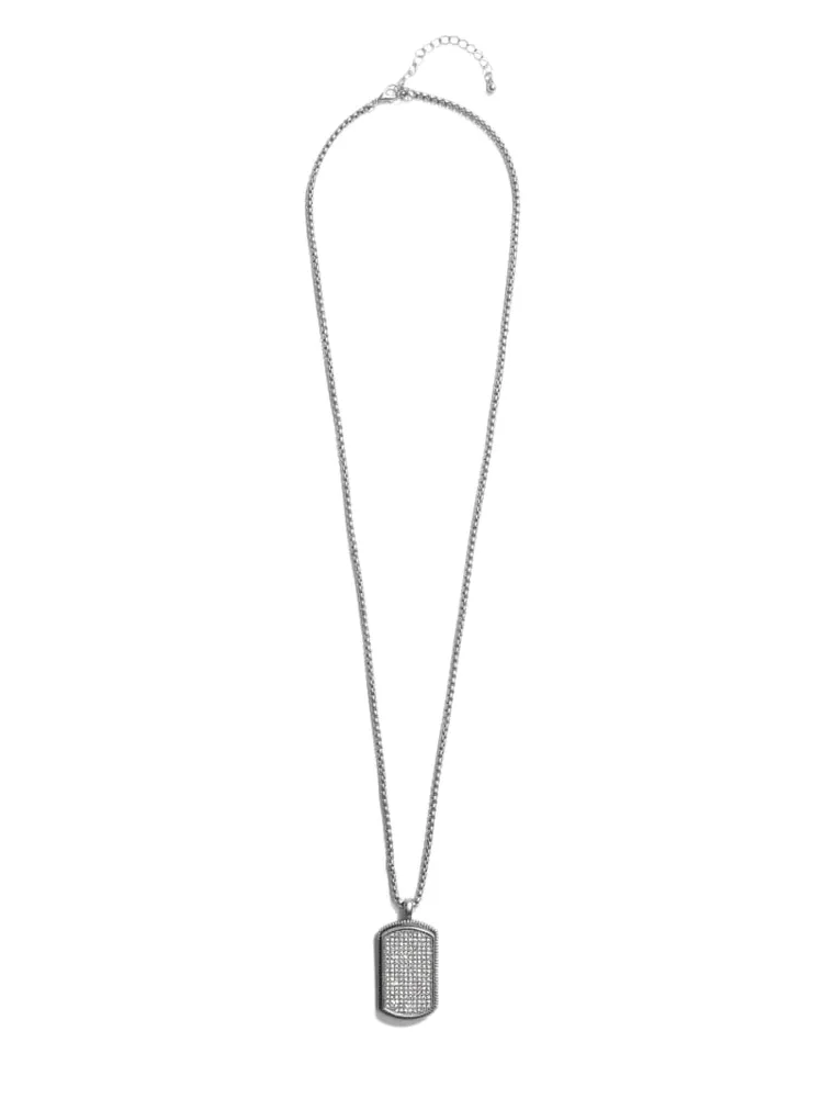 Rhinestone dog tag necklace hot sale