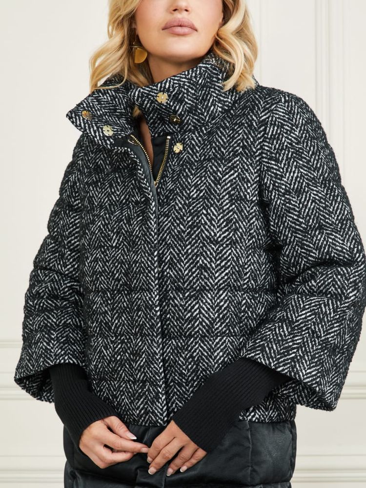 Houndstooth puffer deals jacket