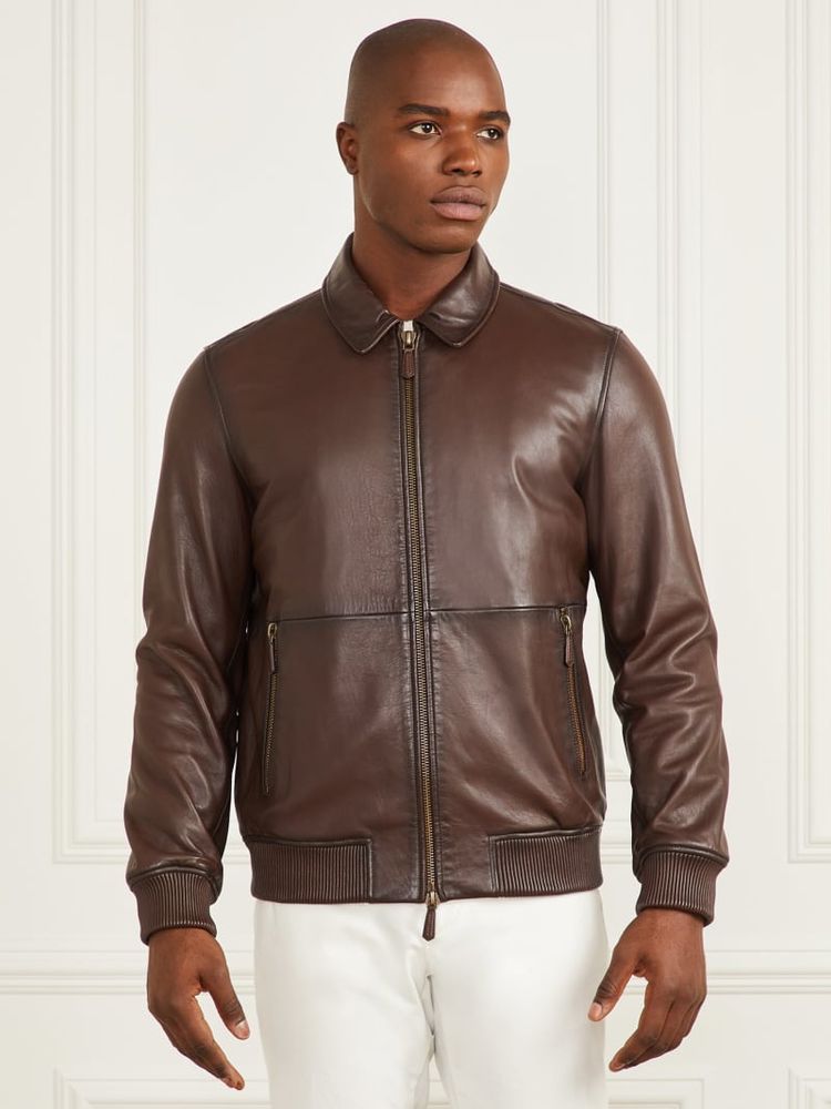 Guess leather sales jacket with hood
