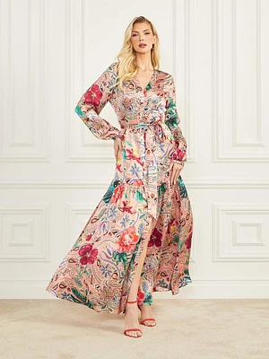 GUESS Lucky Charm Silk Maxi Dress | Bramalea City Centre