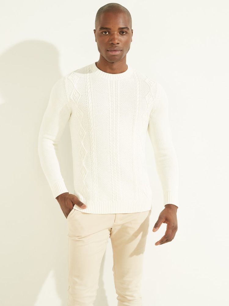 GUESS Cable Knit Crewneck Sweater Shop Midtown