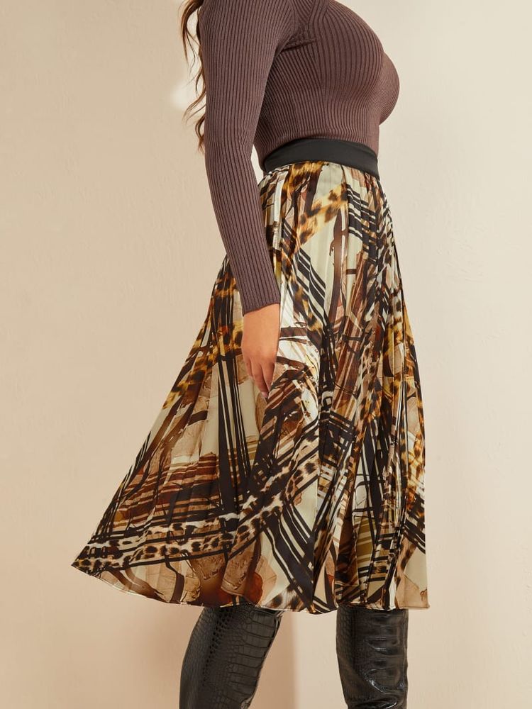 GUESS Leopard Lines Pleated Skirt Mall of America