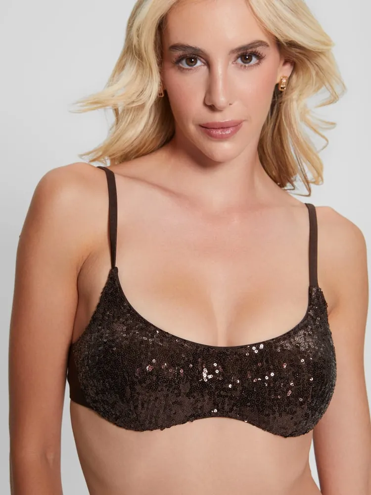 Black sequin bralette sales
