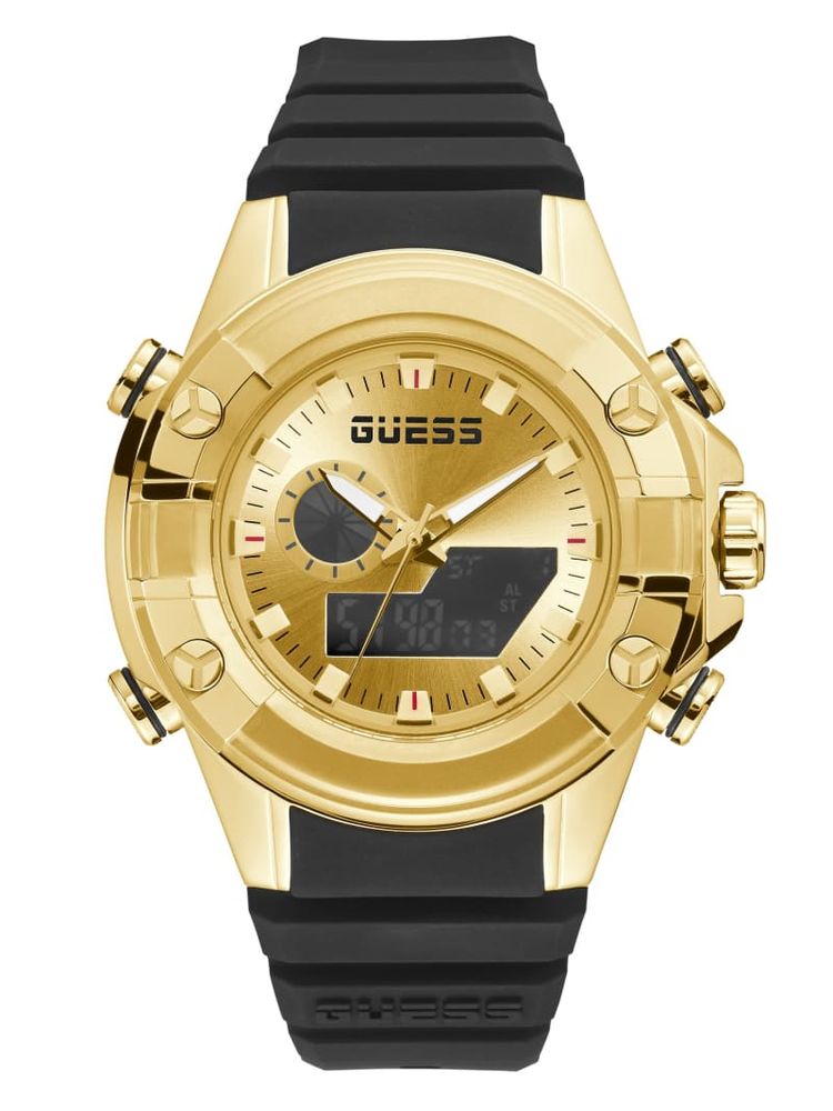 GUESS Gold Tone and Black Digital Watch Shop Midtown