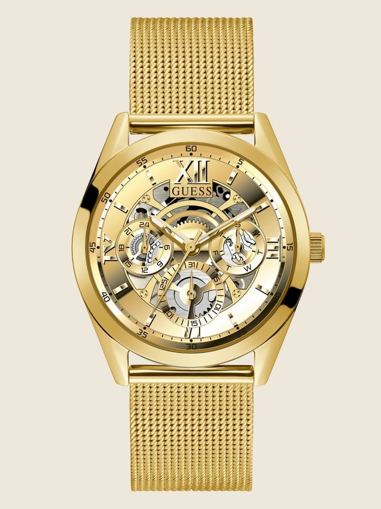 Guess men's best sale gold tone watch