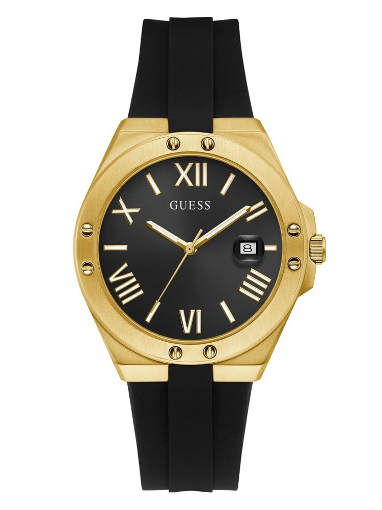 Guess black sales and gold watch