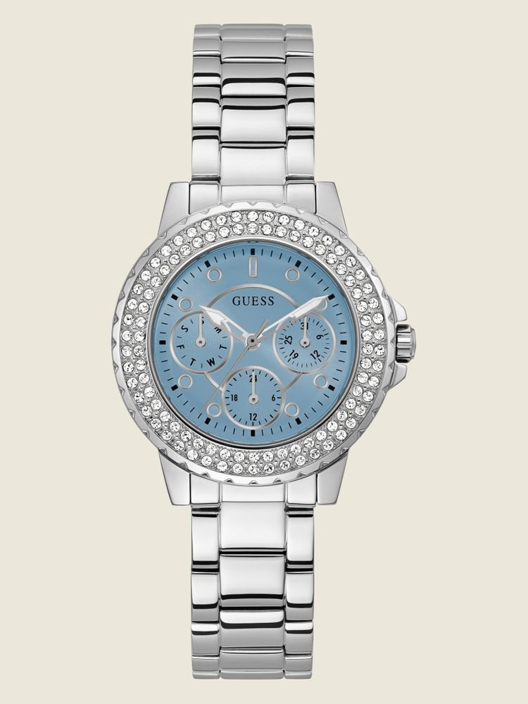 GUESS Silver Tone and Rhinestone Multifunction Watch Shop Midtown