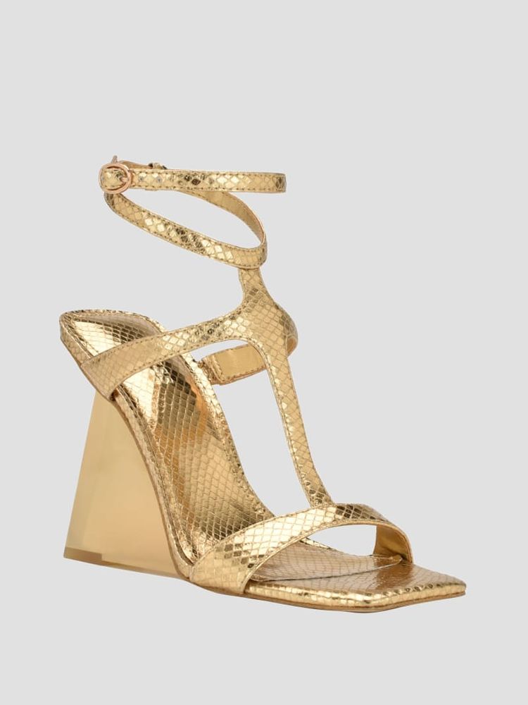 T strap hot sale wedge heels