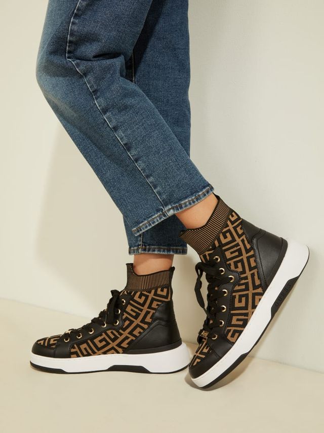 GUESS Mannen Logo Knit High Top Sneakers Bramalea City Centre