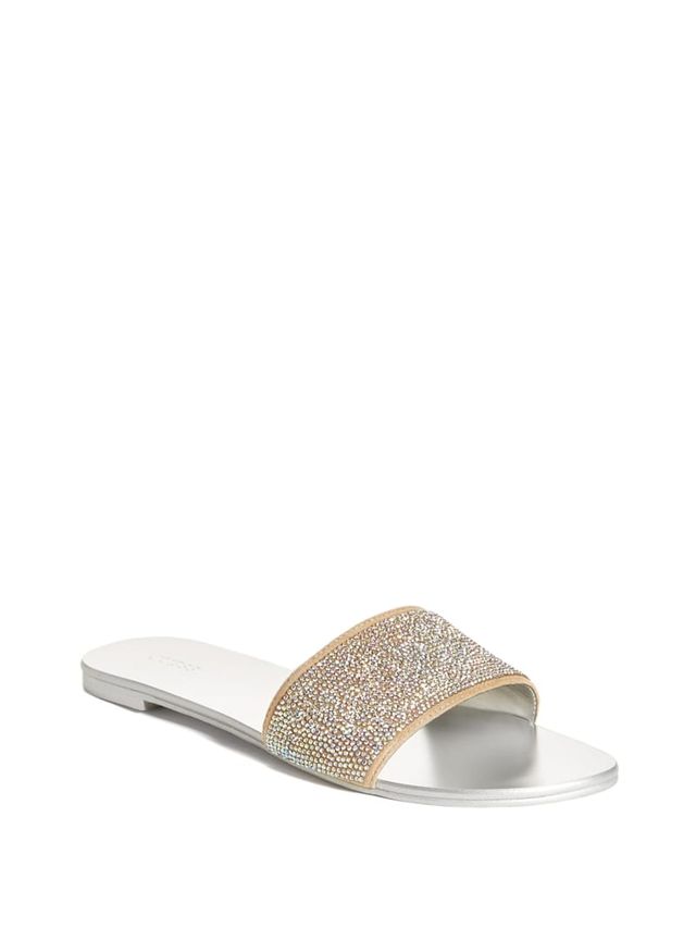 Guess rhinestone sale slides