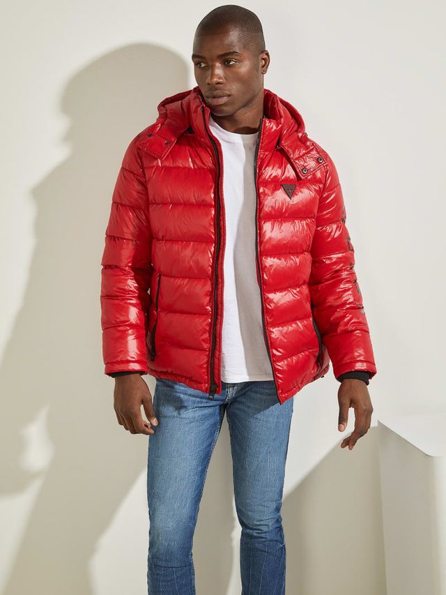 Guess men's 2025 red puffer jacket