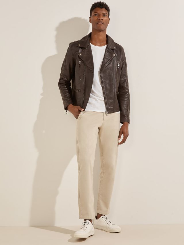 Guess beige new arrivals leather jacket