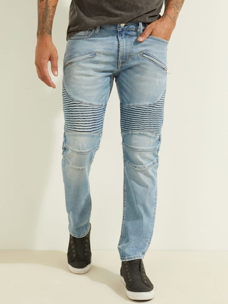 Guess slim tapered moto jeans hotsell