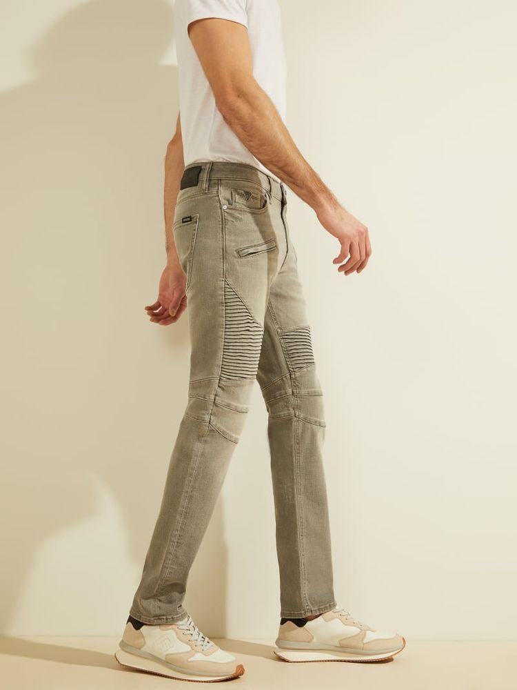 Guess slim store tapered moto jeans